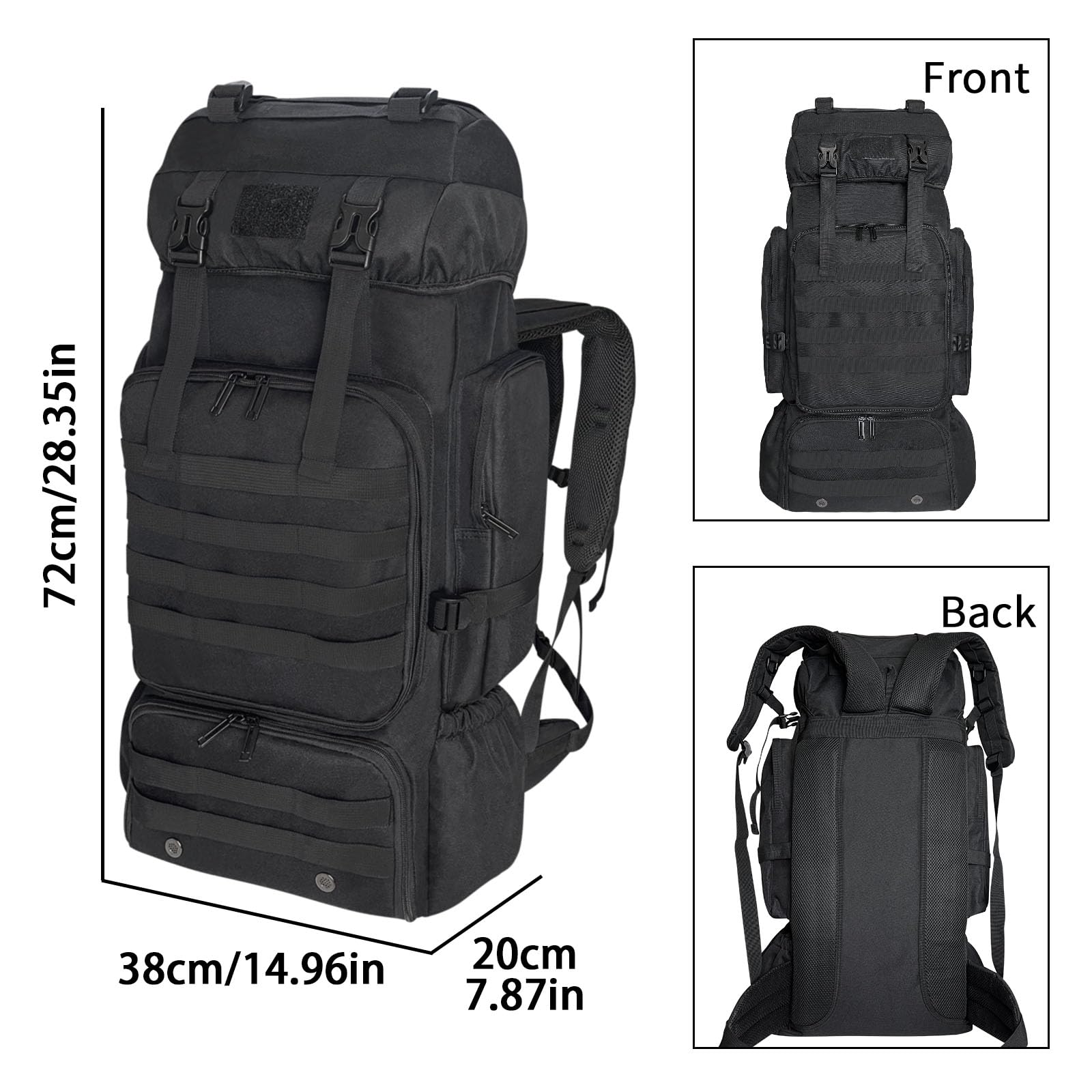 Ogetok 80L hiking backpack shoe pocket keeps shoes separate and dirty gear away.