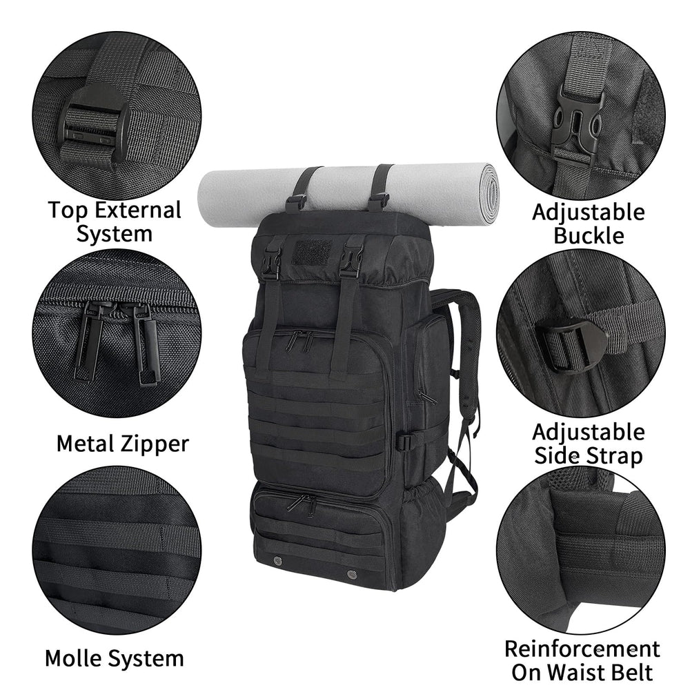 Ogetok 80L hiking backpack strap padding reduces strain on shoulders.