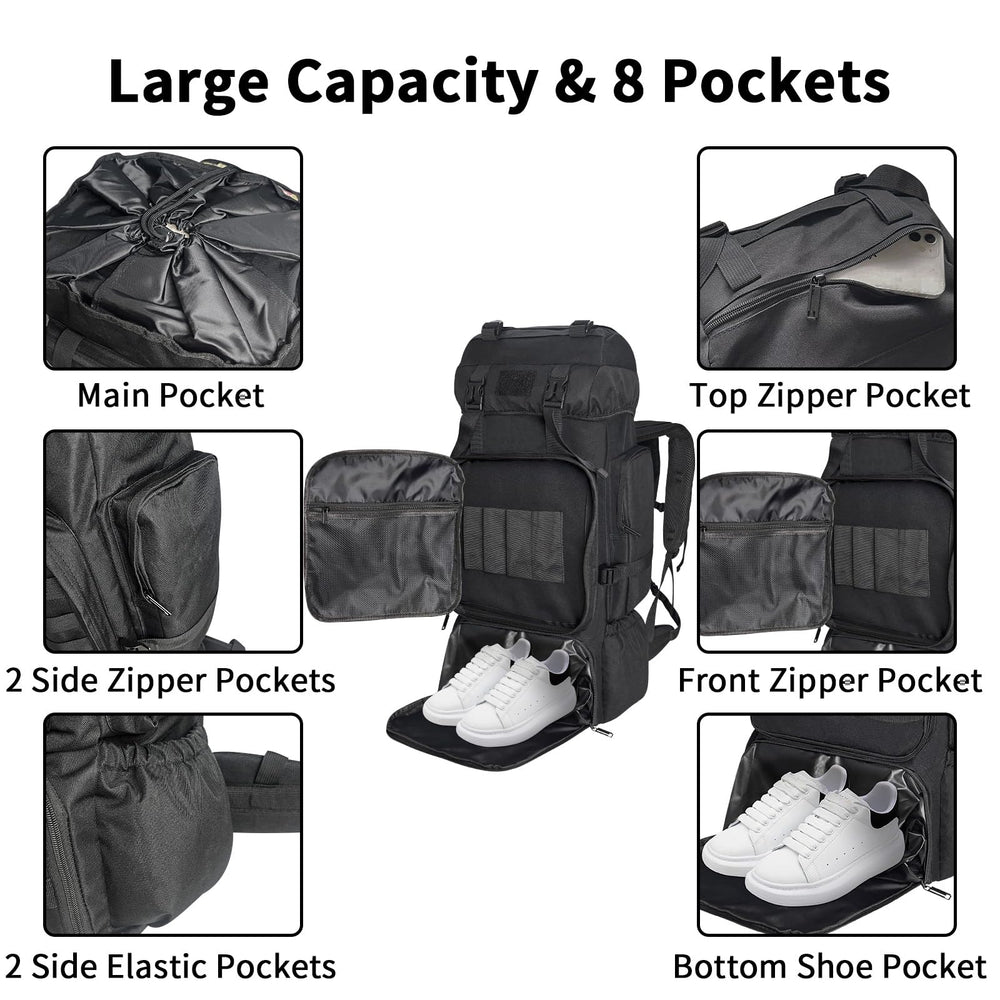 Ogetok 80L hiking backpack waterproof fabric resists wear during rainy hikes.