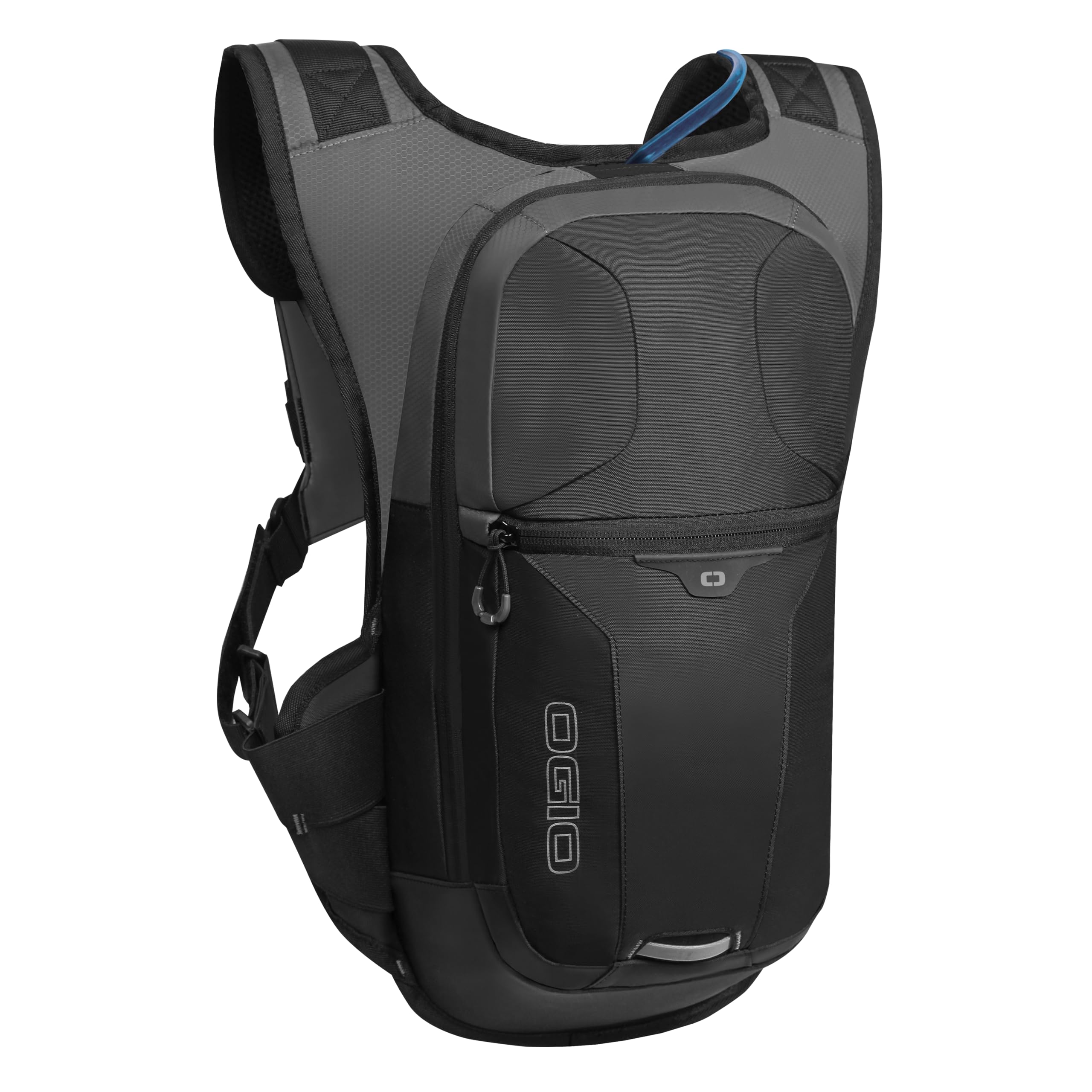 OGIO Atlas 3L hydration pack front view with quick-access pockets for gels