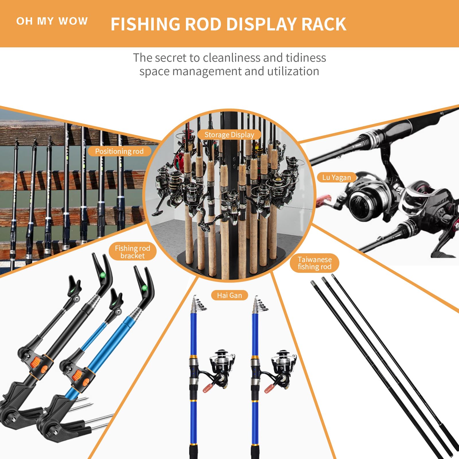 Rod clips securing saltwater rods up to 0.68 inches diameter