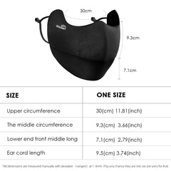 OHRAIN face scarf shows breathable nose design aiding airflow.