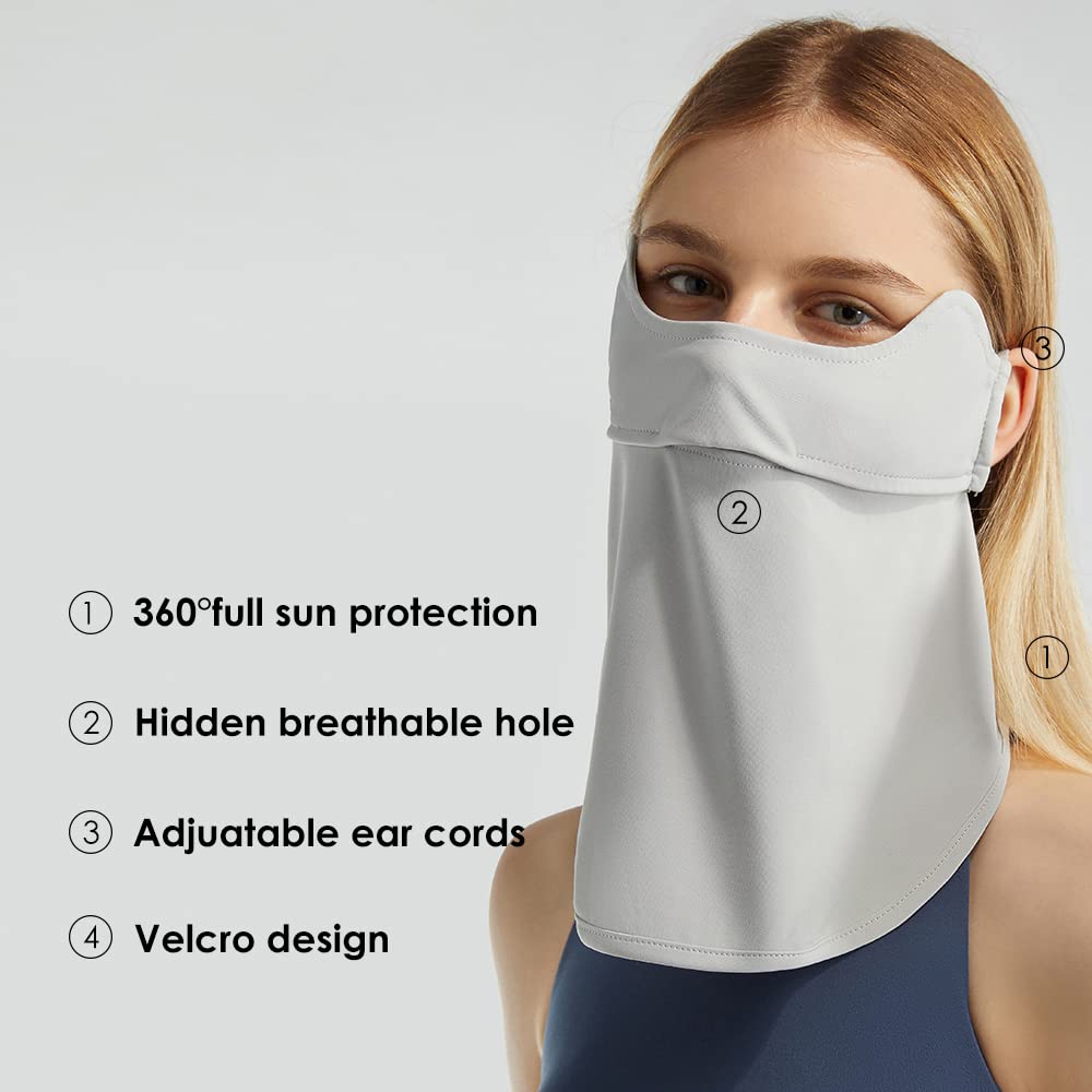 OHRAIN face cover provides front and back neck coverage to shield sun exposure.