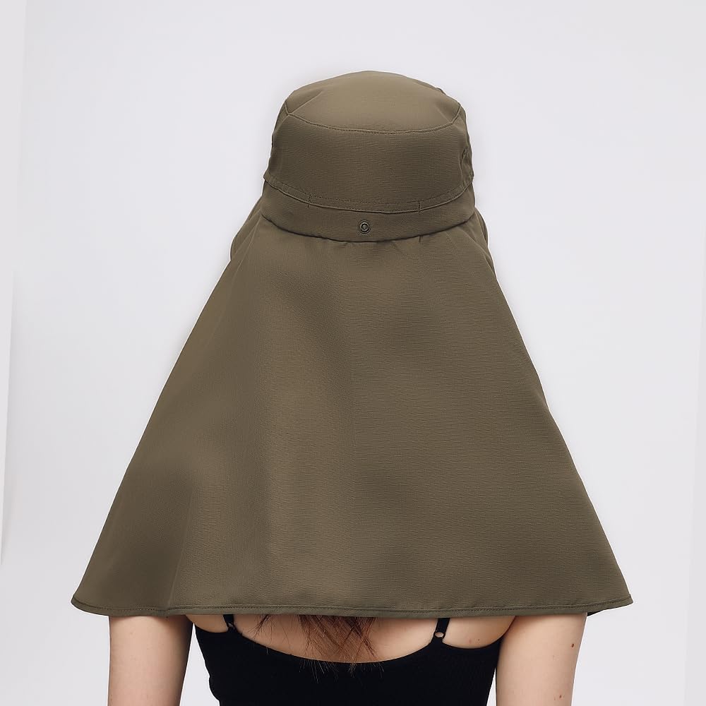 OHRAIN neck flap sun hat highlighting neck coverage and UPF 50+ protection in sunlight