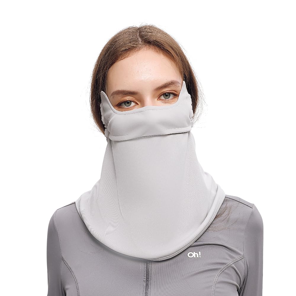 OHRAIN sun protection face cover in light grey blocks UV rays while staying breathable.