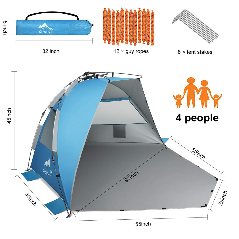 Inside the Oileus X-Large tent showing spacious shade area