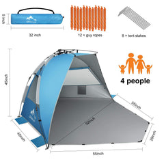 Inside the Oileus X-Large tent showing spacious shade area
