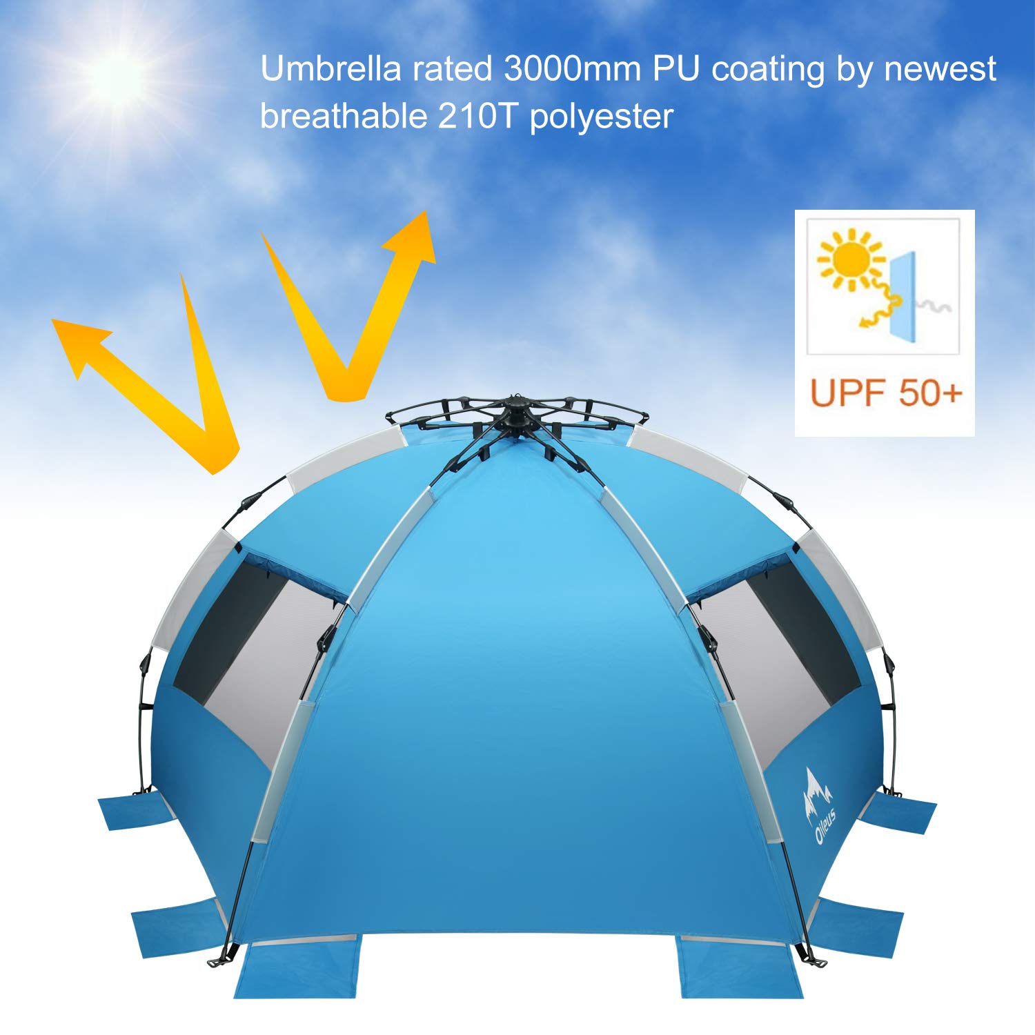 Oileus X-Large tent with two windows enhances ventilation