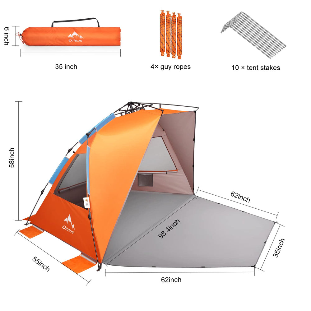 Oileus XX-Large interior space fits four adults and two kids comfortably for shade breaks.