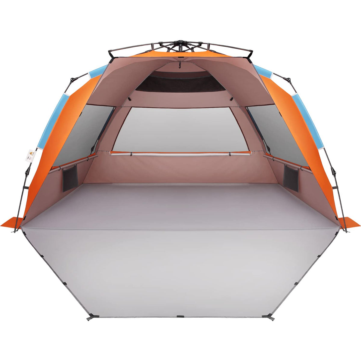 Oileus XX-Large beach tent pop-up setup shows instant shade for busy beach days.