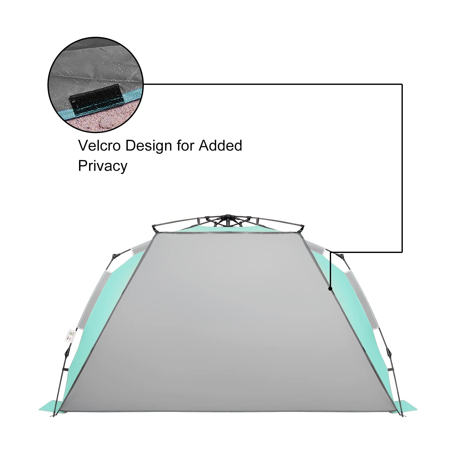 Oileus XX-Large Pop Up Beach Tent package shows complete kit for quick setup