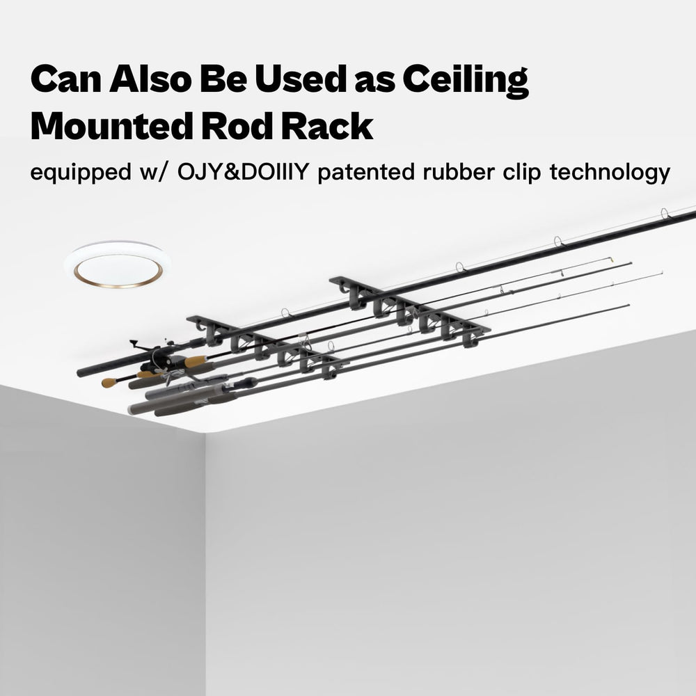 Ceiling mount setup for garage with two gear hooks