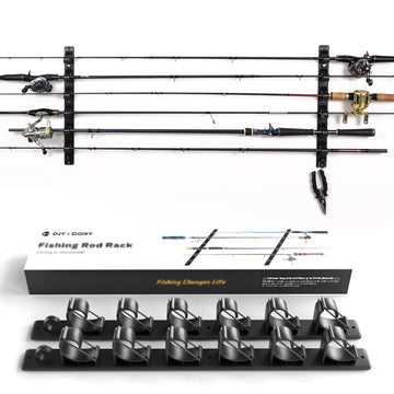 OJY Wall Mount Fishing Rod Holder mounted on a garage wall