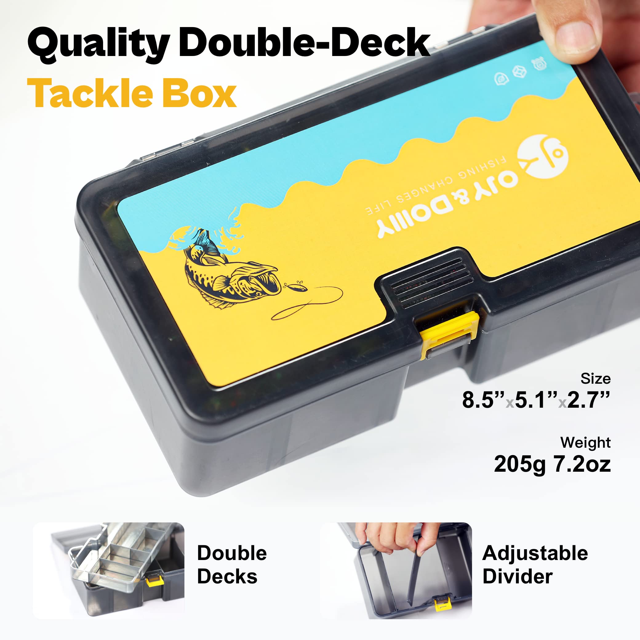 OJYDOIIIY bass lures kit tackle box included—neat storage keeps gear organized.
