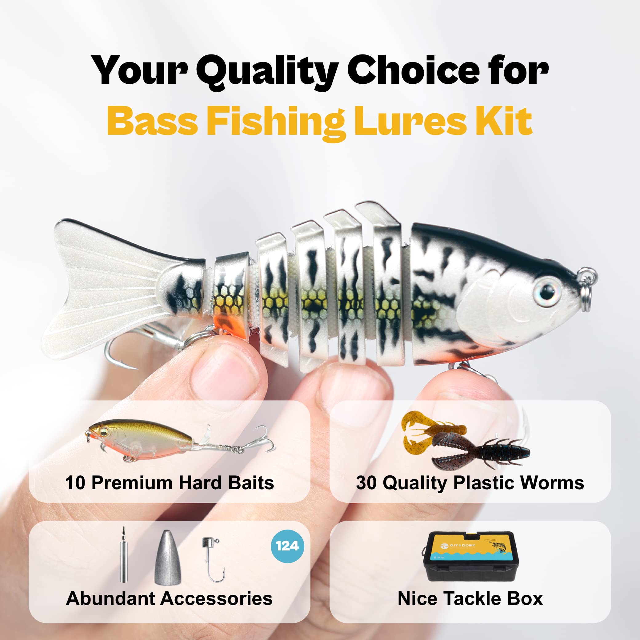OJYDOIIIY bass lures kit topwater plopper—exciting surface strikes for active bass.