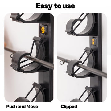 Ceiling-mount fishing rod storage for garage