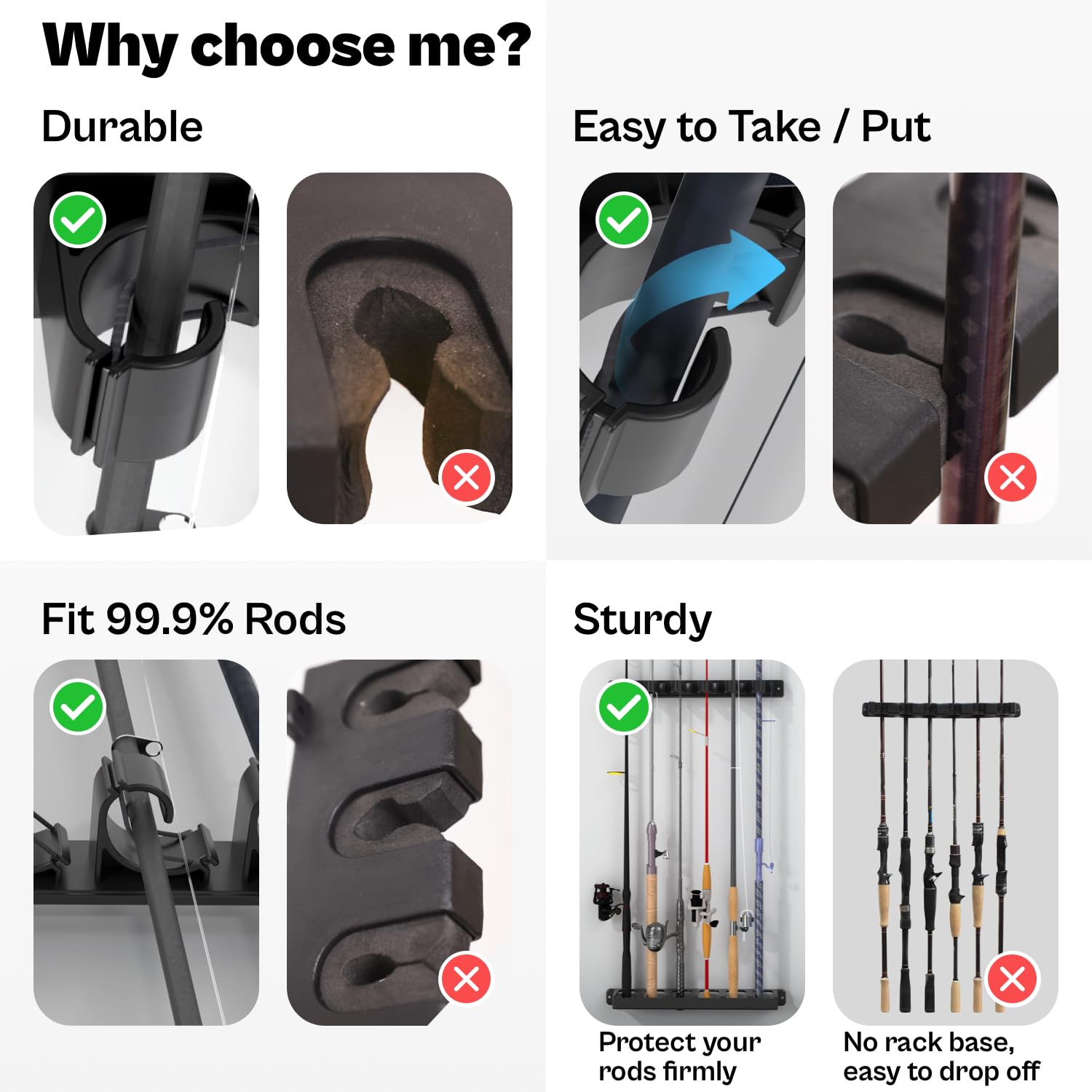 Durable design visual of OJYDOIIIY fishing rod rack