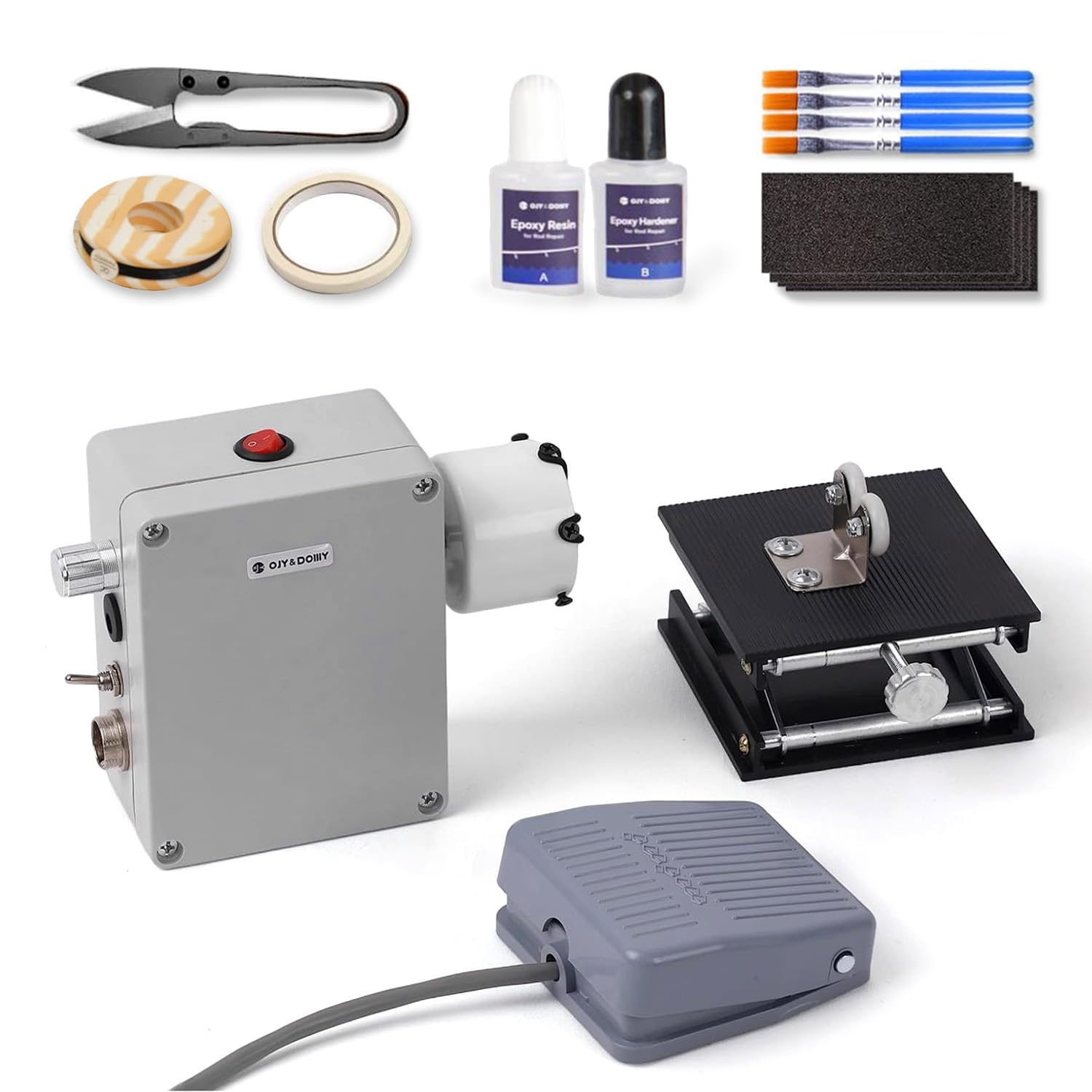 OJYDOIIIY fishing rod repair kit pedal dryer speeding epoxy cure.