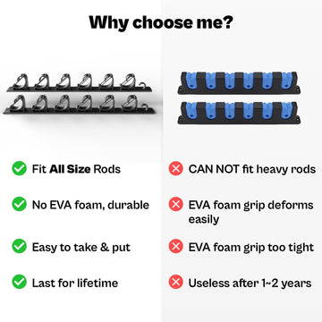 Durable rod rack design without EVA foam