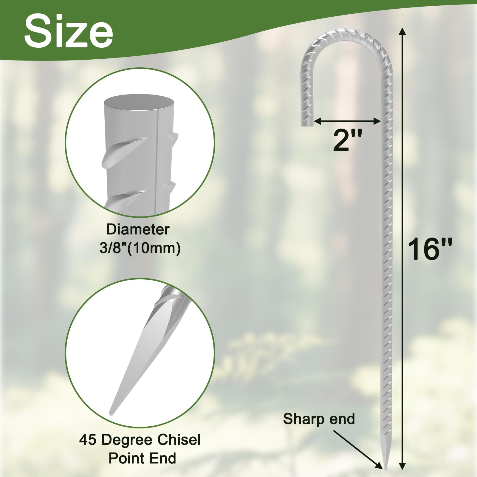 OK5STAR Rebar Stakes 16in pack side angle showing robust steel construction