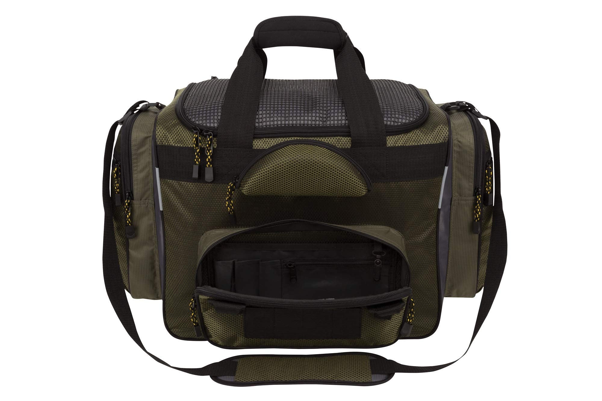 Okeechobee Fats Fisherman Deluxe front pocket with internal organizer for tools.