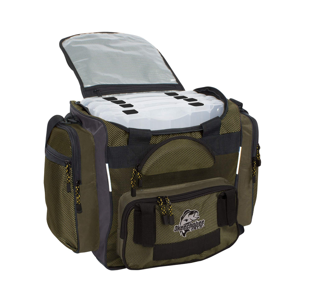 Okeechobee Fats Fisherman Deluxe exterior sunglasses pocket for quick eyewear access.