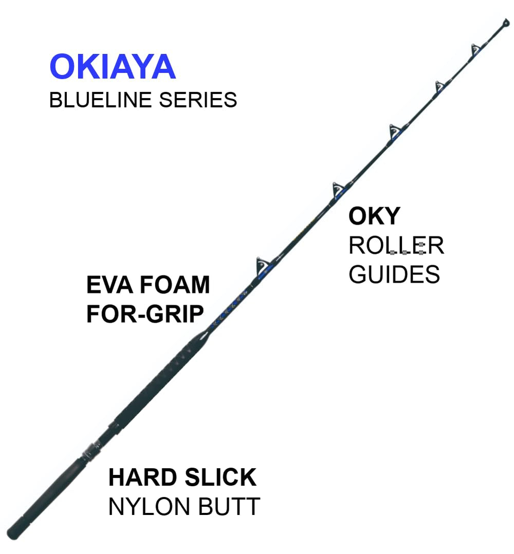 OKIAYA Blueline close-up shows royal blue gold trim and premium finish
