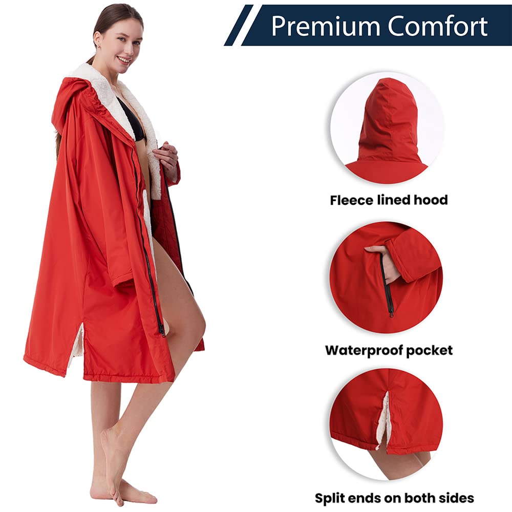 Oksun Swim Parka pockets with waterproof zippers keep valuables secure during sports.