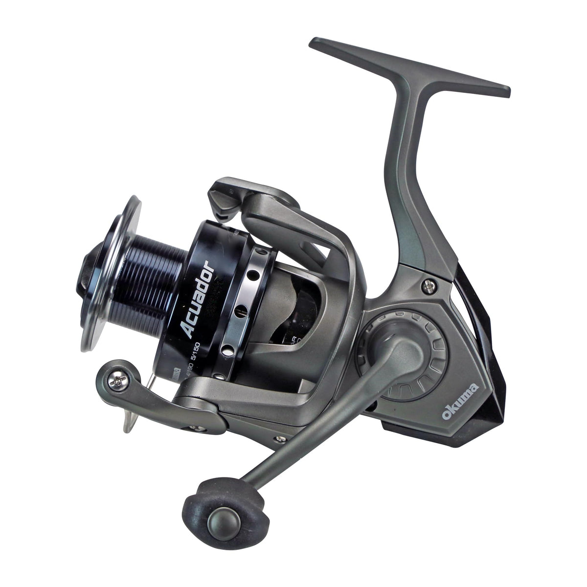 Okuma Acuador spinning reel front view, showcasing durable freshwater performance.