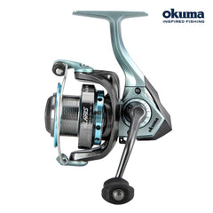 OKUMA ALS-40 side view shows ambidextrous handle for left- or right-handed anglers.