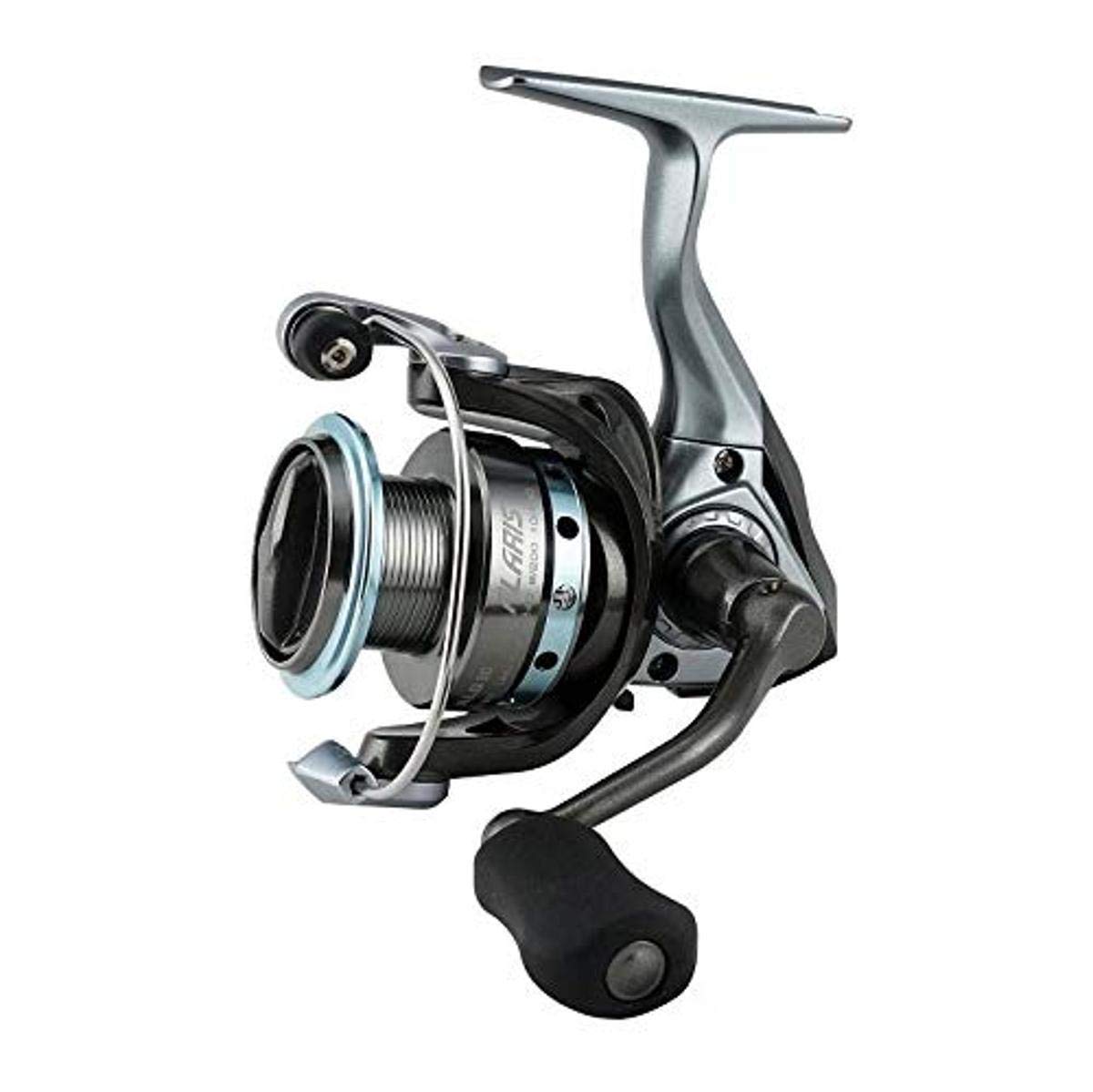 Okuma Alaris spinning reel close-up highlighting durable aluminum spool and smooth drag for freshwater fishing.