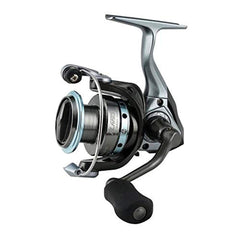 Okuma Alaris spinning reel close-up highlighting durable aluminum spool and smooth drag for freshwater fishing.