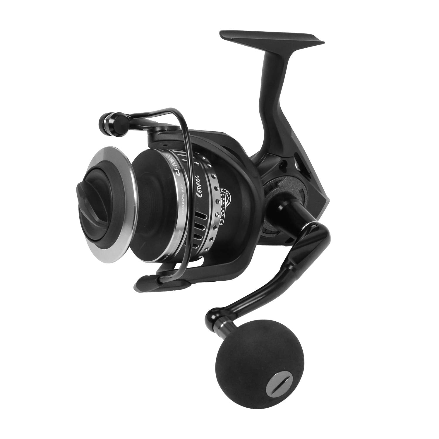 OKUMA Cedros spinning reel side profile showcases rugged Mag-Alloy body for saltwater reliability.