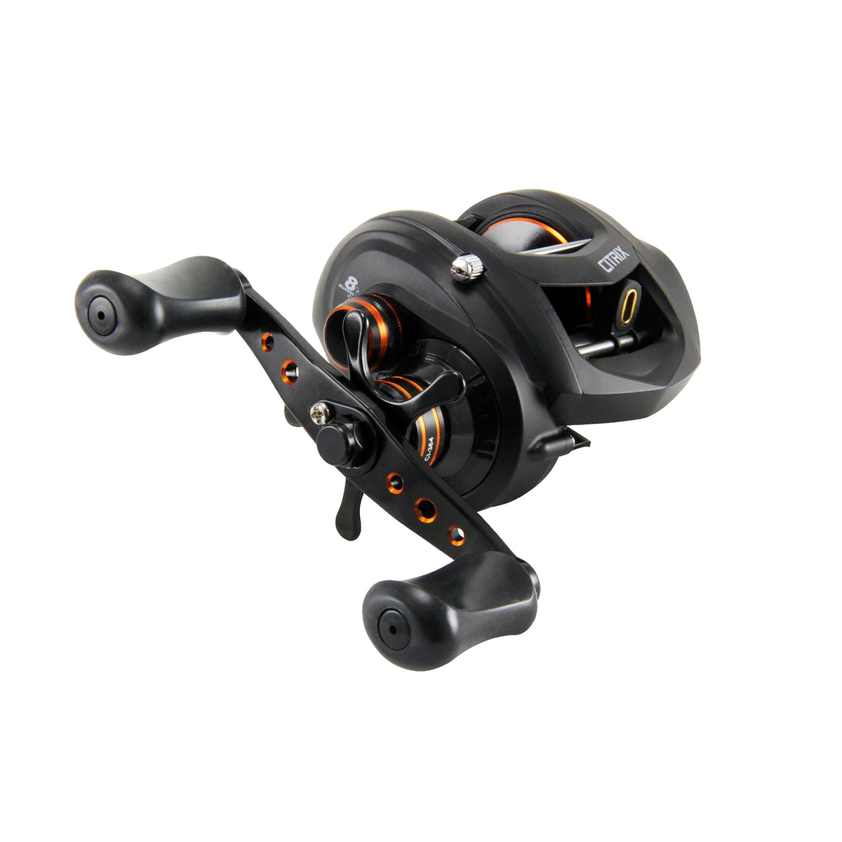 Okuma Citrix 350 baitcasting reel front view highlighting carbonite drag power.
