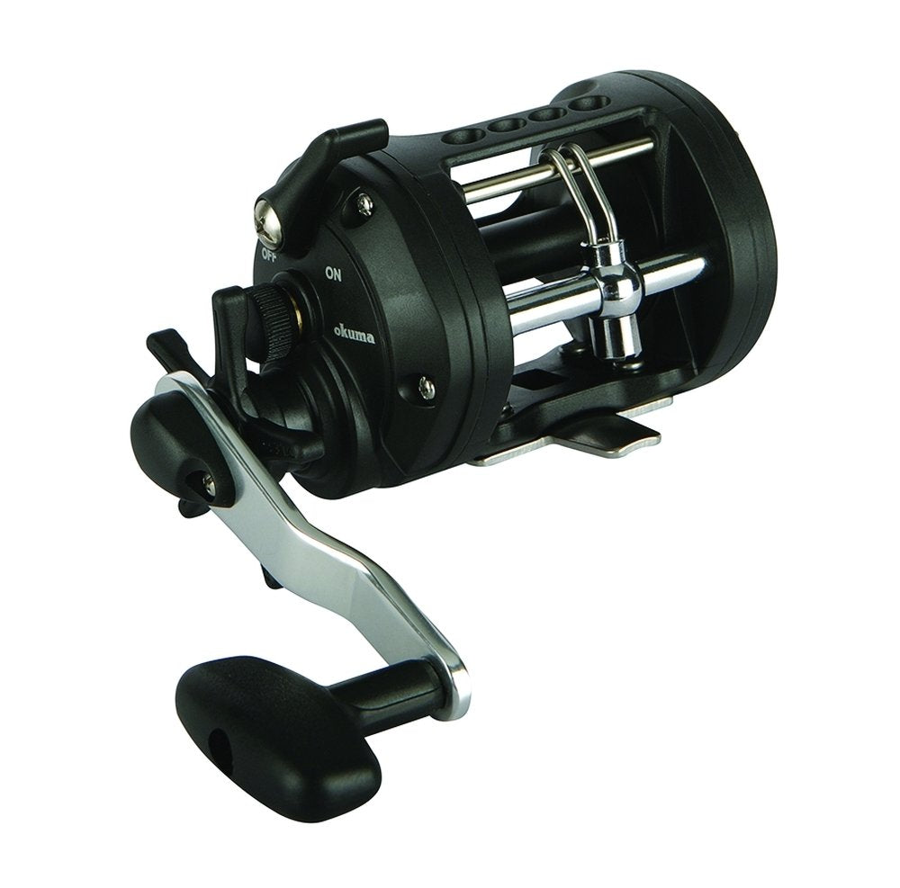 Okuma CLX-300La front view reel showing compact graphite frame and smooth line control
