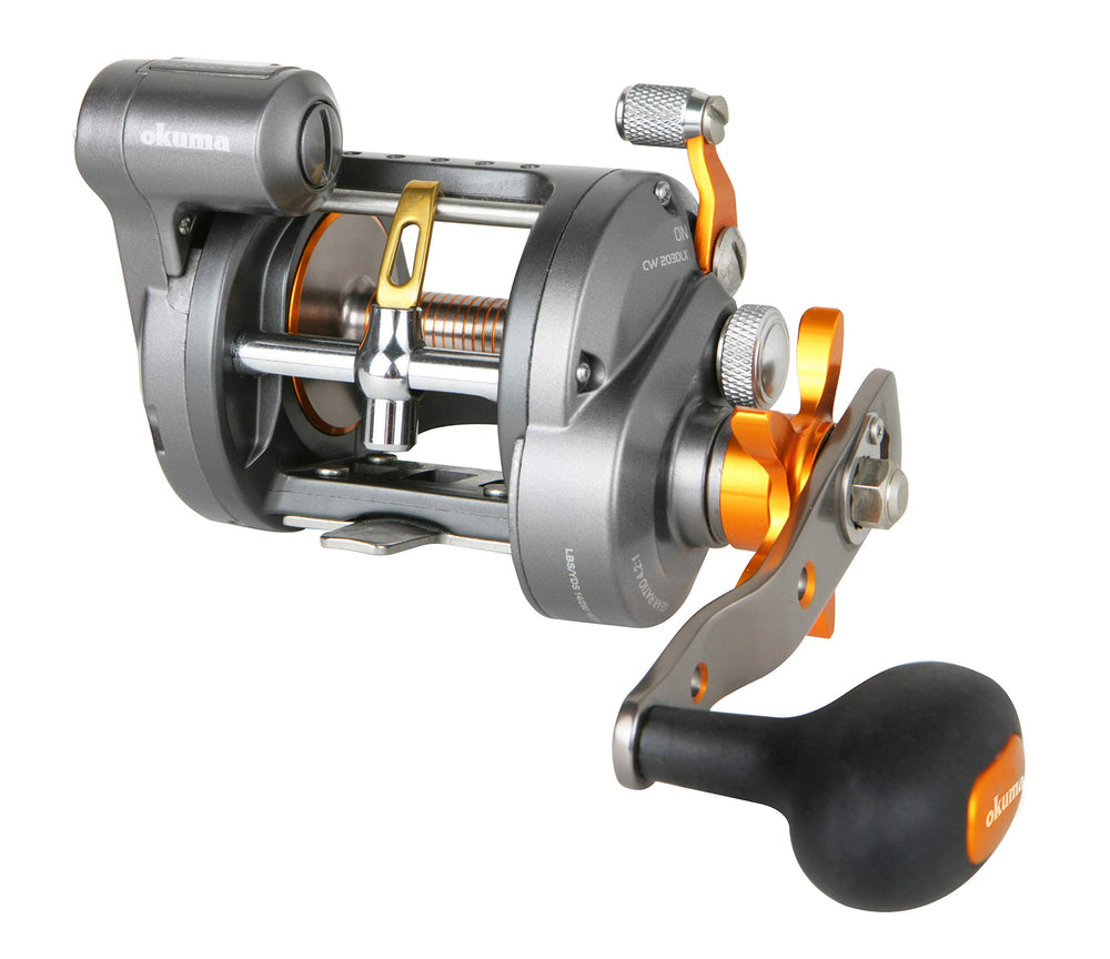 Okuma CW-203DLX drag system closeup demonstrates smooth carbonite drag