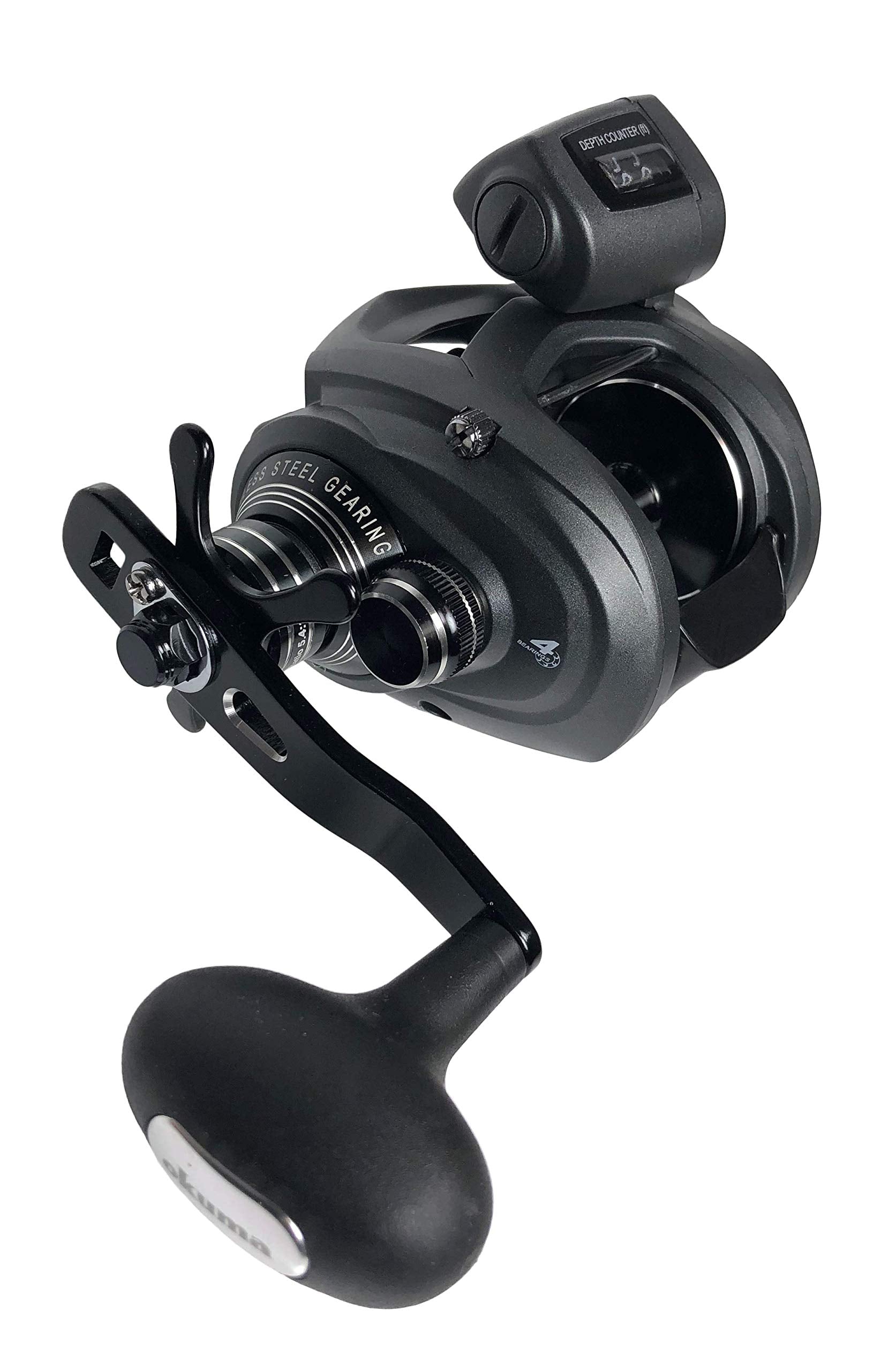 OKUMA Coldwater SS LowProfile drive shaft and spool show durability and smooth line control.