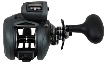Okuma Coldwater SS low-profile reel front view highlights durable gears for tough retrieves.