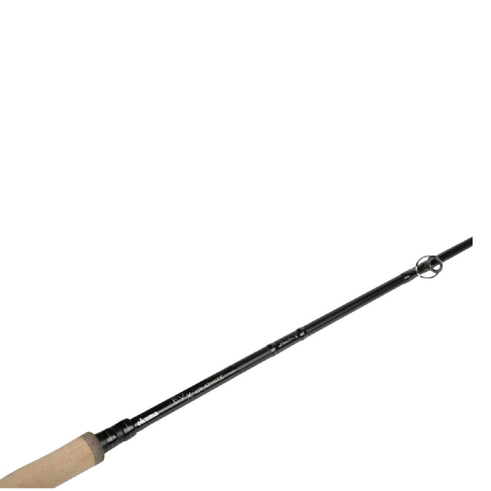 Okuma EVx-C-861XH-Tb muskie rod side view, downrigger-ready setup for depth presentations