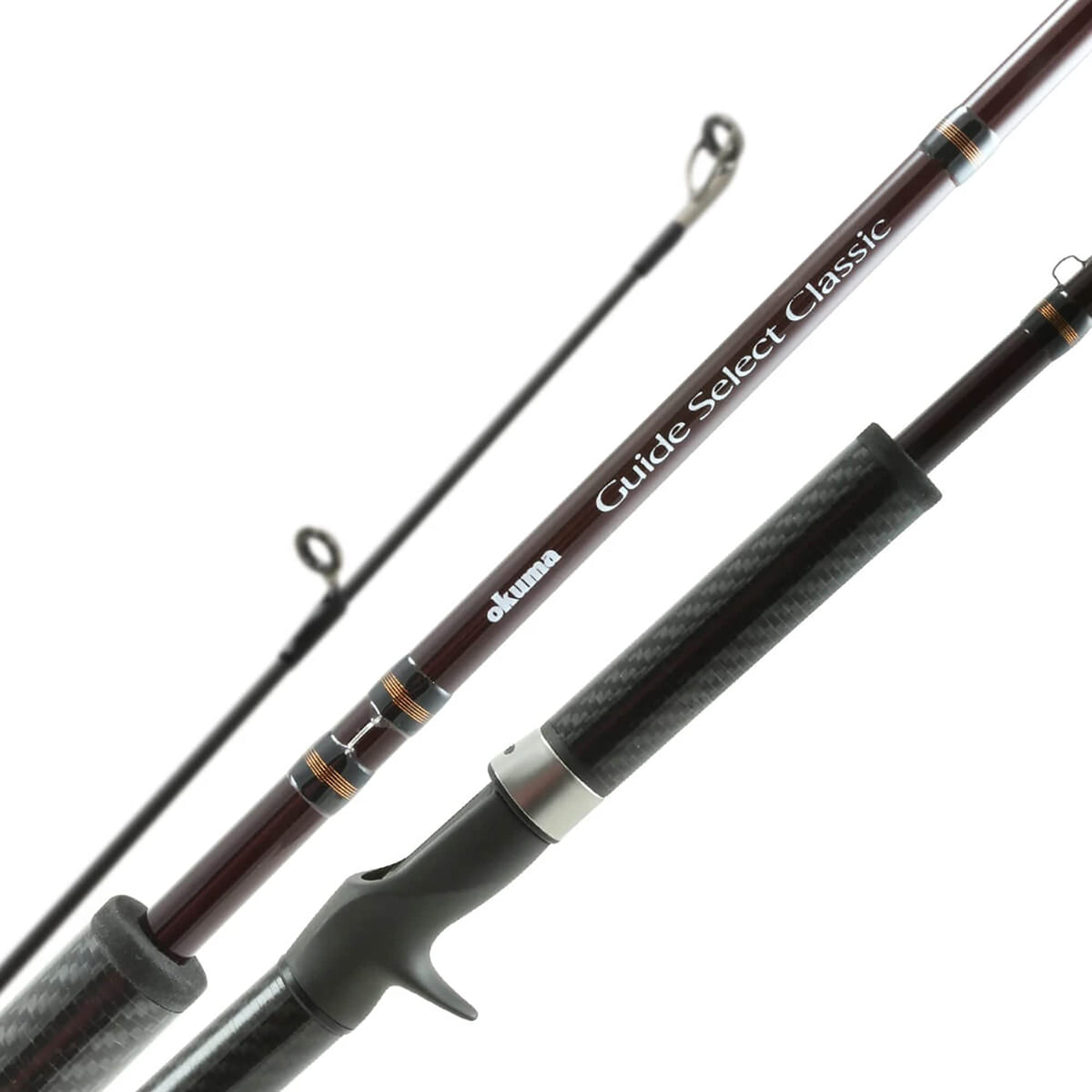 OKUMA Guide Select Classic Salmon Rod Merlot in full view for long, precise casts.