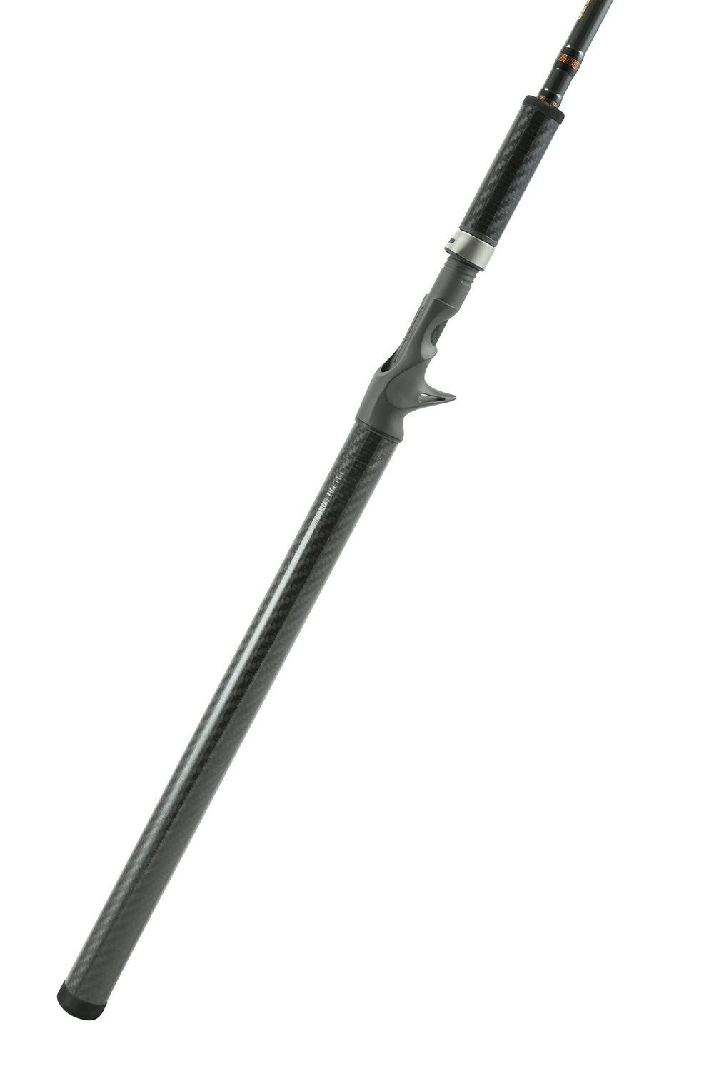 Okuma salmon-rod close-up highlighting Fuji reel seat for durability and smooth reel action
