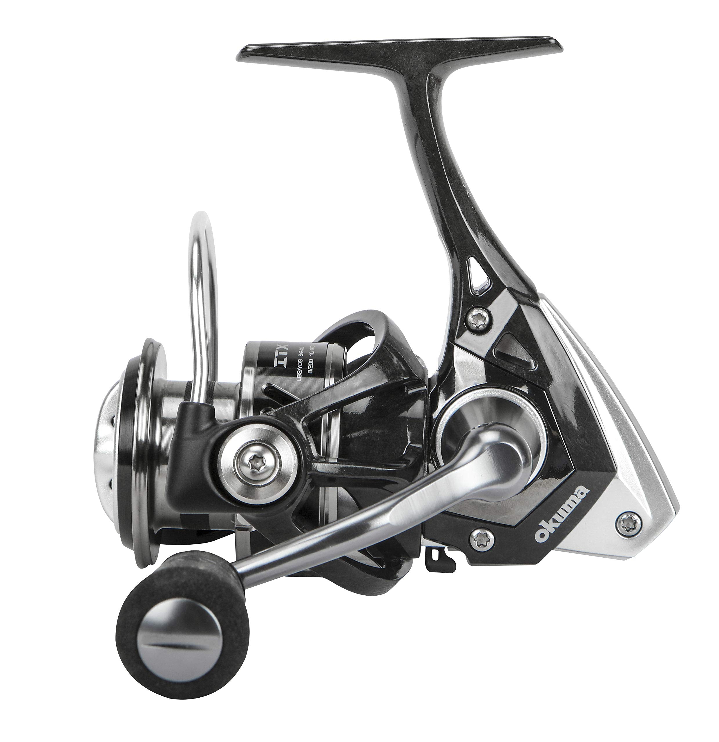 OKUMA ITX-1000H bail close-up highlights precision gear and smooth line retrieval.