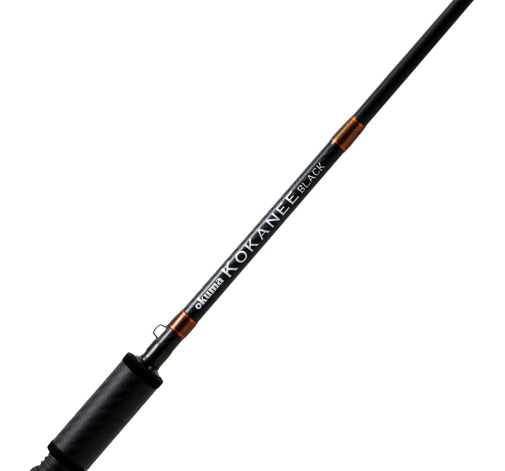 Okuma Kokanee Black graphite blank setup enhances sensitivity for precise Kokanee presentations