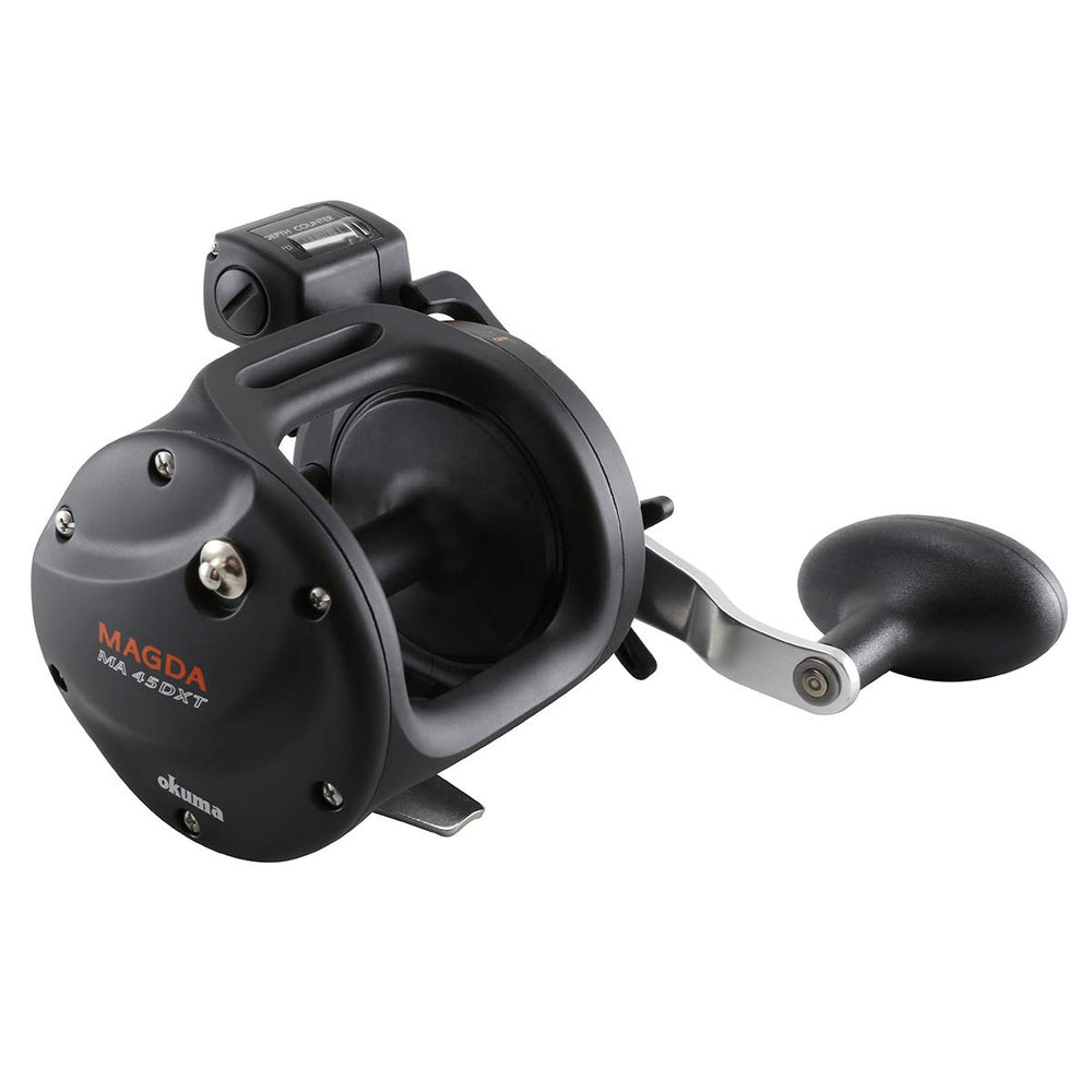 Okuma MA-30DXT Magda Pro DXT reel, front view, lightweight and durable for long sessions