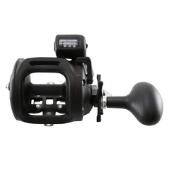 Okuma Magda Pro DXT reel, side view, precise line counter for accurate length control