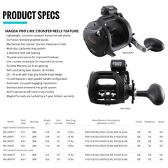 Okuma Magda Star Drag Levelwind 15 close-up on carbonite drag system