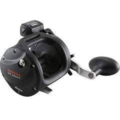 Okuma Magda Star Drag Levelwind 15 spool close-up on graphite spool