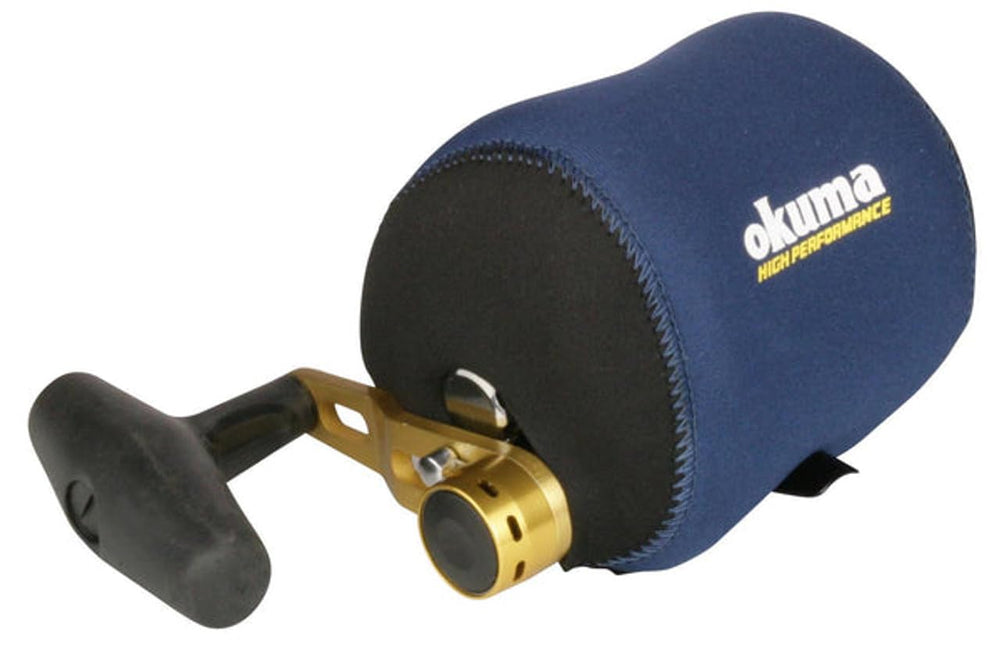 OKUMA Reel Shield neoprene cover protects reels from water and debris.