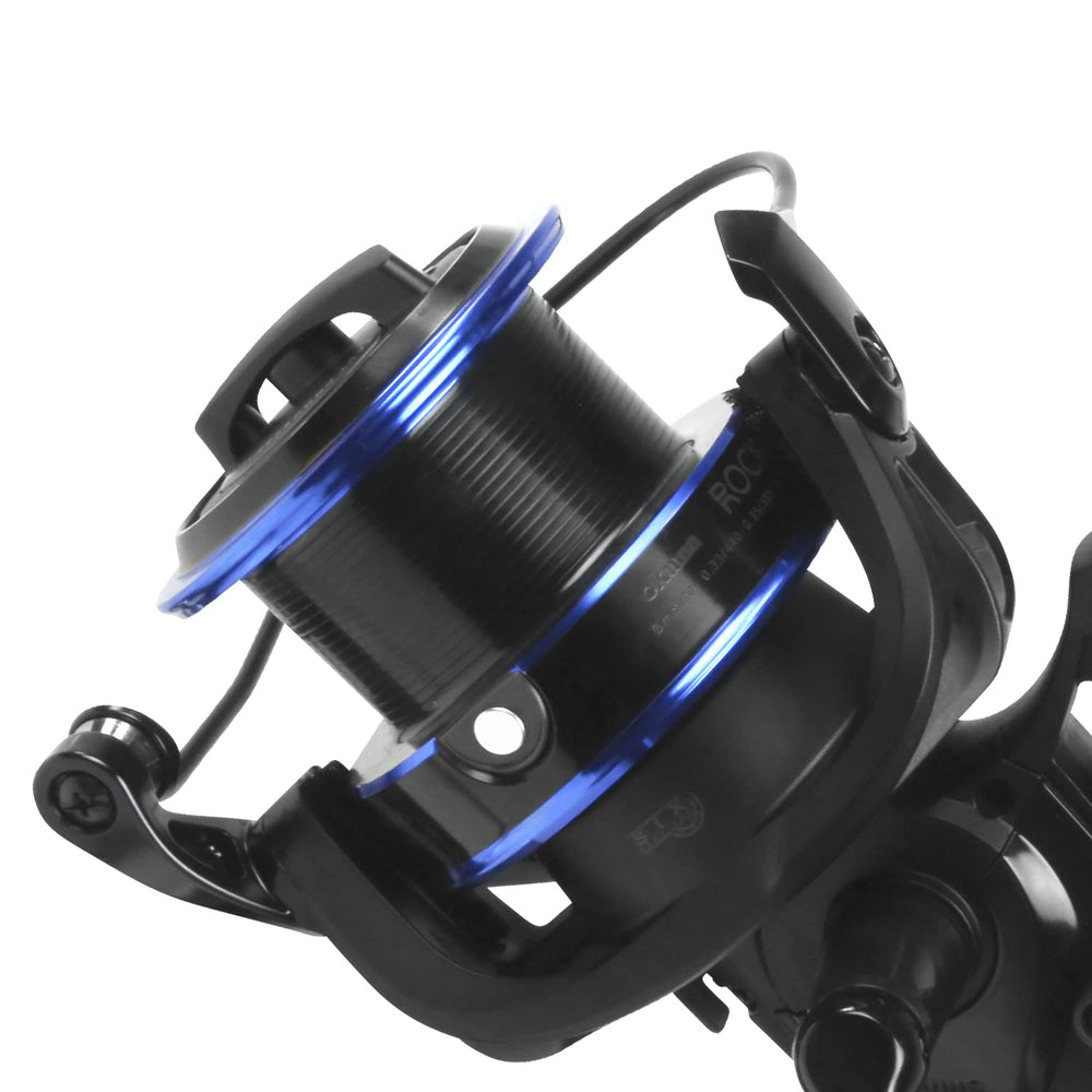 Okuma Rockaway rigid metal handle design reduces flex during fights
