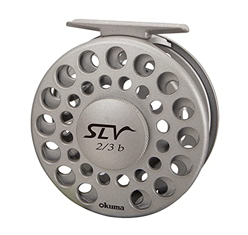 Okuma SLV-23b reel side view showing cork and stainless steel drag system for smooth adjustments.